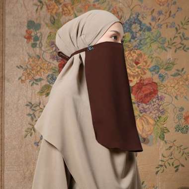 Lozy Hijab - Cadar Tali Anti UV (Niqab Syari Haji dan Umrah Bahan Anti UV) Mahogany