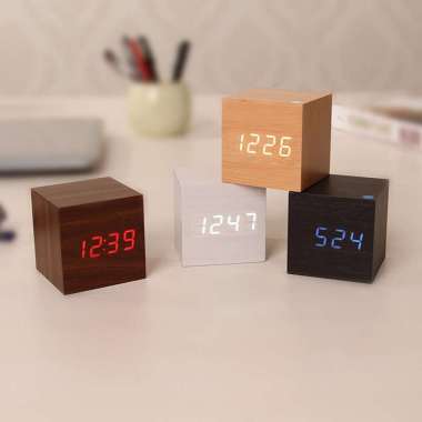 Jam Kayu Alarm / Jam Meja / Jam Kerja / Wooden Clock RANDOM kecil