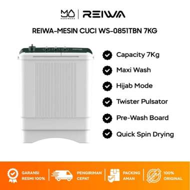 REIWA Mesin Cuci 2 Tabung 7Kg WS-0851TBN Brown - Garansi Resmi