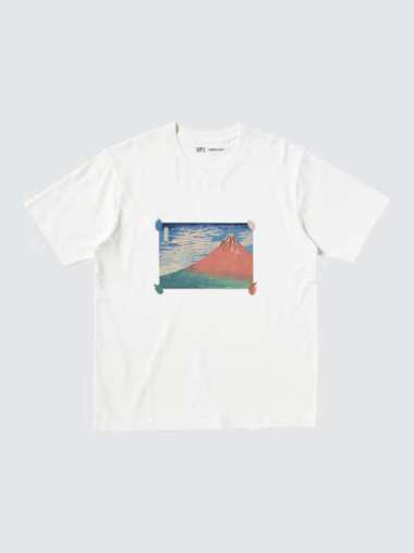 UNIQLO T-Shirt Kaos Pria UT Ukiyo-E Lengan Pendek OFF WHITE M