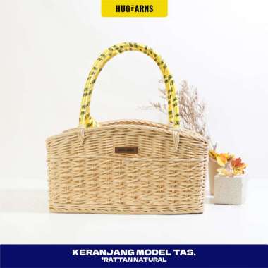 HUGeARNS - Tas Keranjang Rotan Tas Hampers Rotan Terbaru / Keranjang Rotan Persegi / Tas Keranjang B