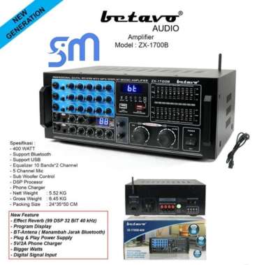 Amplifier Betavo ZX-1700 B Bluetooth Ampli Karaoke