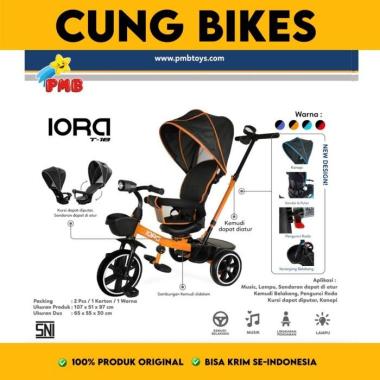 Sepeda anak roda tiga tricyle stroller PMB IORA T18 Paket Lengkap Orange