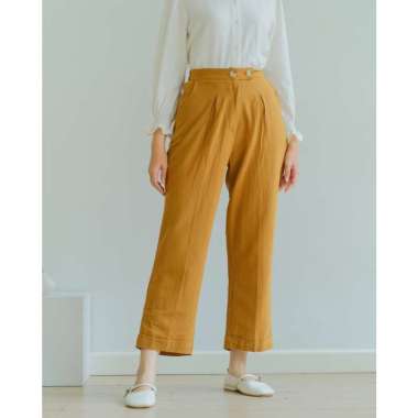 Aldary Pants | Celana Kulot Wanita Linen Pinggang Karet dan Kancing BRONZE