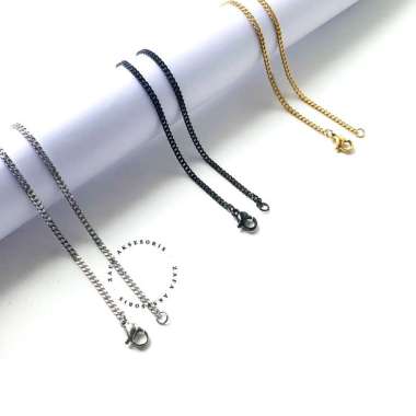 Zafa Rantai Kalung Titanium Pria Wanita Anti Karat - Cuban 60cm Gold