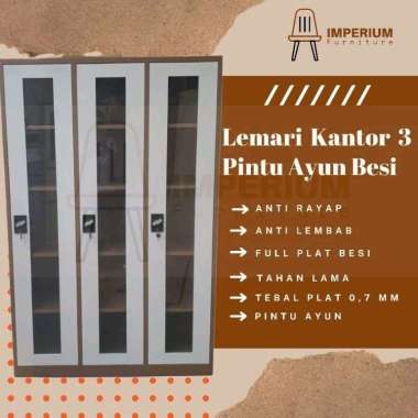 LEMARI ARSIP MINIMALIS LEMARI KANTOR 3 PINTU LEMARI AYUN BESI AC-311SW
