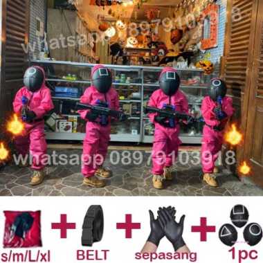 TOPENG SQUID GAME ANAK ANAK DAN KOSTUM PINK - XL SEGITIGA