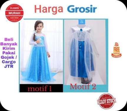 GROSIR ( ISI 12PTG )-GAUN FROZEN/DRESS FROZEN/ BAJU ELSA /FROZEN/DRESS - Seri S M L XL
