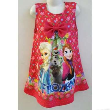 BAJU ANAK DRESS ROK DUMANG FROZEN ELSA & ANNA PINK -