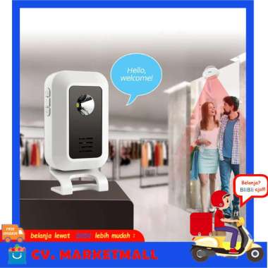 RUIKE Bel Pintu Nirkabel Lonceng Pintar Alarm Pintu Toko Selamat Datang Lampu LED Keamanan M7-P827 -