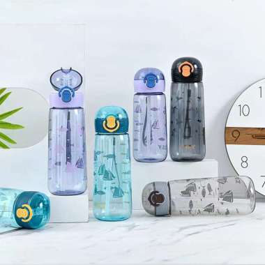 Botol Minum Plastik Heenoor HX-693 Kapasitas 720 ml Aneka Warna Dengan Sedotan Ungu