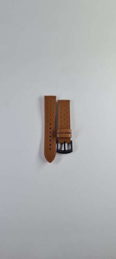 TALI JAM TANGAN SPORT LEATHER STRAP HAYLOU SOLAR PRO LS18 SMART WATCH - BLACK CREAM BROWN