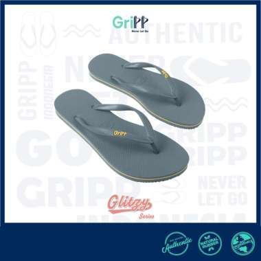 GriPP - Glitzy Grey Yellow Indian Sandal Jepit Wanita 7