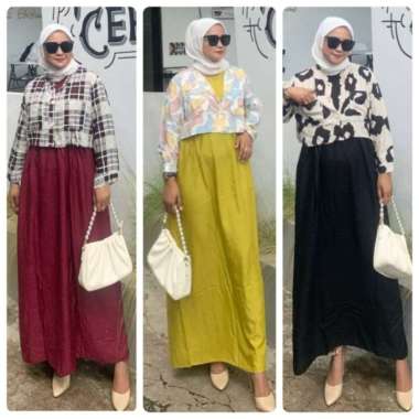 AFAREEN - Gamis Set Inner Gamis Viscose Setelan Outer Gamis Dress Premium Hitam
