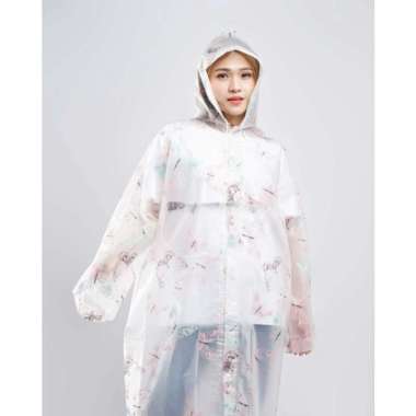 Jas Hujan Wanita Dewasa EVA motif beruang love flower bunga