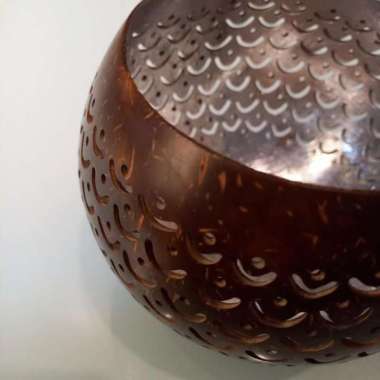 Tempat Lilin Batok Kelapa Prada Silver dekorasi meja SILVER PRADA