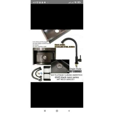 Kitchen Sink / BCP Single Black Nano Stainless Ameritech- MEDAN - 68 X 45 50 x 45