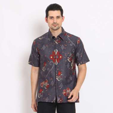 Arjuna Weda Hem Batik Body Fit Modern 23 53B231063 - Abu Tua M