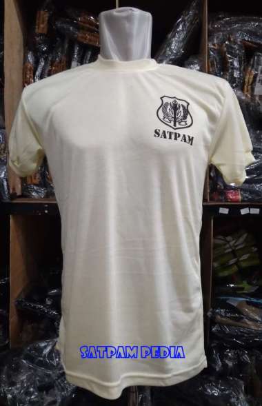 Kaos Satpam Krem Logo Hitam - Kaos Security Krem Tulisan Hitam M