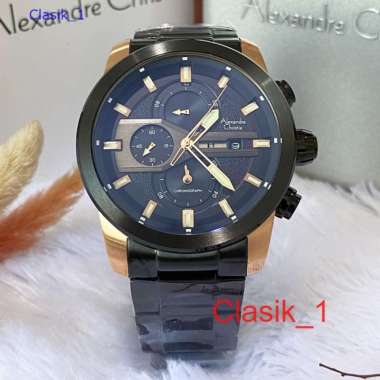 Original 100%!! Jam Alexandre Christie Pria AC 6559 AC6559 Black Rosegold Garansi Resmi 1 tahun