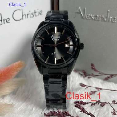 Original 100%!! Alexandre Christie Wanita AC 8648 AC8648 Black Dial Rosegold Garansi Resmi 1 Tahun