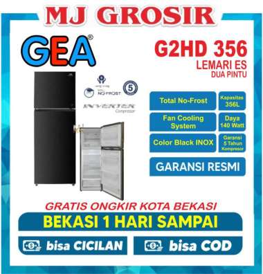 KULKAS GEA G2HD 356 LEMARI ES 2 PINTU G2HD-356 2 PINTU INVERTER