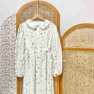 ZS OLIVIA MIDI DRESS CRINKLE BUNGA BY SHEMANGAT ID/BLOUSE VINTAGE CRINKLE BUNGA LENGAN PANJANG BRY B