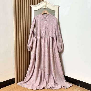 ZS OLIVIA MIDI DRESS CRINKLE BUNGA BY SHEMANGAT ID/BLOUSE VINTAGE CRINKLE BUNGA LENGAN PANJANG OLV D