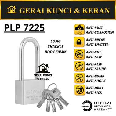 PALOMA PLP 7225 Gembok 50MM Body - LONG SHACKLE Ultramarine SUS 316