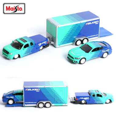 Maisto Design Tow & Go Ford Mitsubishi Volkswagen Car Trailer Camper Mainan Mobilan VW Samba Lancer