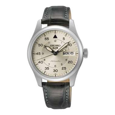 Jam Tangan Pria Seiko 5 Sports SRPJ87K1 Champagne Flieger Suits Style Calfskin Leather Strap