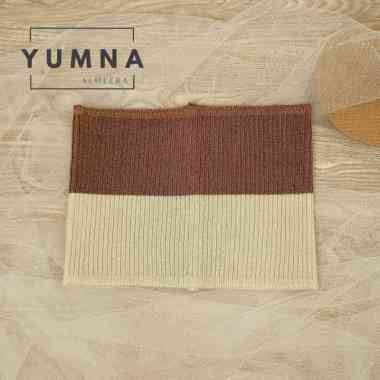 Bandana Rajut 2 Warna Premium By Umama Scarf, Inner Ciput Rajut UMAMA Premium CREAM - BROWN