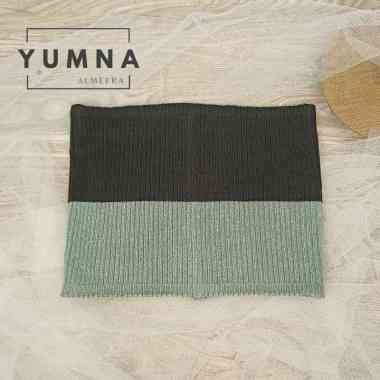 Bandana Rajut 2 Warna Premium By Umama Scarf, Inner Ciput Rajut UMAMA Premium DARK SEA GREEN - BLACK
