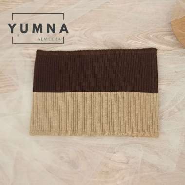 Bandana Rajut 2 Warna Premium By Umama Scarf, Inner Ciput Rajut UMAMA Premium MOCCA - DARK BROWN