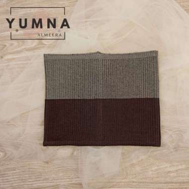 Bandana Rajut 2 Warna Premium By Umama Scarf, Inner Ciput Rajut UMAMA Premium DARK BEIGI-DARK BROWN