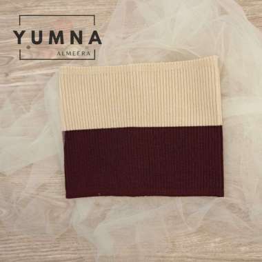 Bandana Rajut 2 Warna Premium By Umama Scarf, Inner Ciput Rajut UMAMA Premium MAROON - CREAM