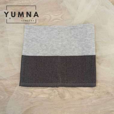 Bandana Rajut 2 Warna Premium By Umama Scarf, Inner Ciput Rajut UMAMA Premium SMOKE - DARK GREY