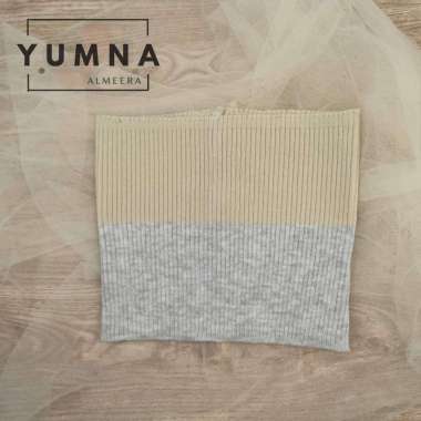 Bandana Rajut 2 Warna Premium By Umama Scarf, Inner Ciput Rajut UMAMA Premium CREAM - SMOKE