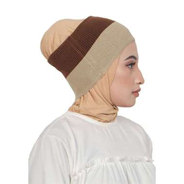 Bandana Rajut 2 Warna Premium By Umama Scarf, Inner Ciput Rajut UMAMA Premium BROWN - MOCCA