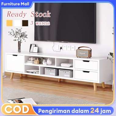 Meja Tv-Kabinet Tv-Rak tv Kayu-meja TipeB-Putih180×35×46