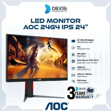 LED Monitor AOC 24G4 IPS FHD 180Hz Hdmi Dp Ergo Stand 24"