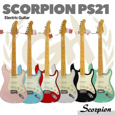 SCORPION PS21 Premium Series Electric Guitar Gitar Listrik Strato BK