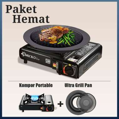 PAKET HEMAT Kompor Gas Portable O KOMPOR + GRILL PAN