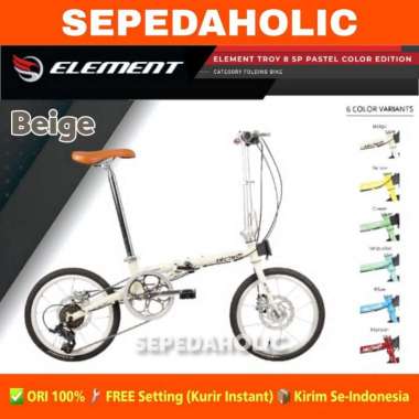 Sepeda Lipat ELEMENT TROY 8 SPEED PASTEL EDITION Ukuran 16 Inch Beige