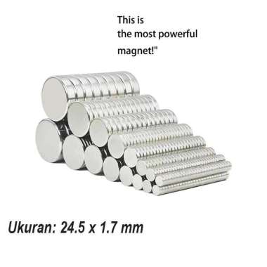 YUE Magnet Bulat Powerful Neodymium NdFeB N35 24.5x1.7mm 20 PCS YN35 Kalimba Alat Musik Tombol Capok