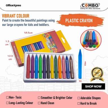 Triangle Crayon 12 COLOUR / Krayon Segitiga / Plastic Crayon Lab 12 Warna