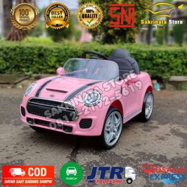 MINI COOPER PINK JOK KULIT MAINAN MOBIL AKI ANAK PEREMPUAN