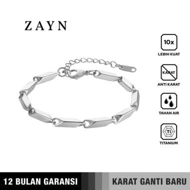 Emrys Premium Bracelet ZAYN Real Titanium GELANG Anti Karat Pria Wanita 19CM SILVER