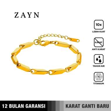 Emrys Premium Bracelet ZAYN Real Titanium GELANG Anti Karat Pria Wanita 19CM GOLD