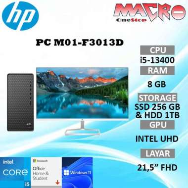 HP PC Desktop M01-F3013D i5-13400 8GB SSD 256GB + HDD 1TB WIN11+OHS